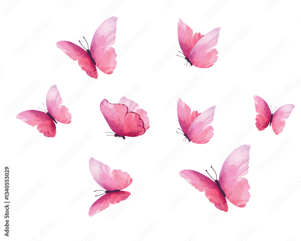 Fototapeta premium pink butterfly watercolor hand drawn