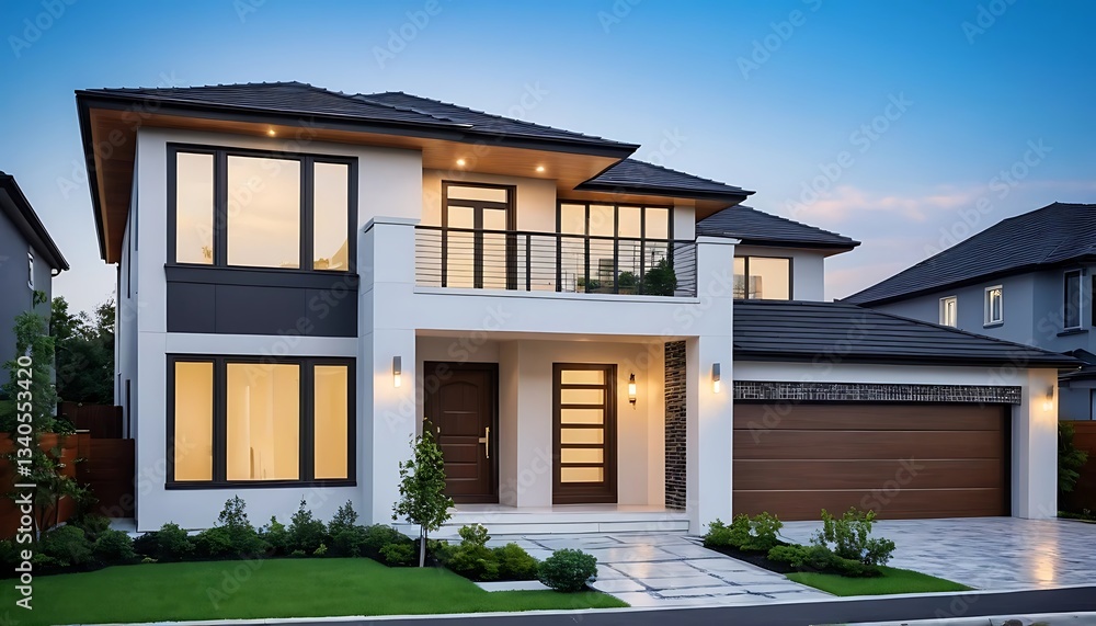 Fototapeta premium Real Estate House Exterior Photography with a Sleek Modern Design