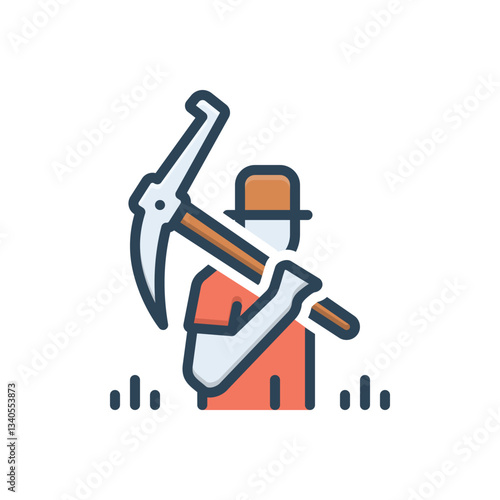 Color illustration icon for farmer