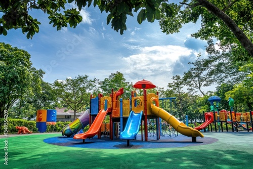 Wallpaper Mural Colorful playground under trees (2) Torontodigital.ca