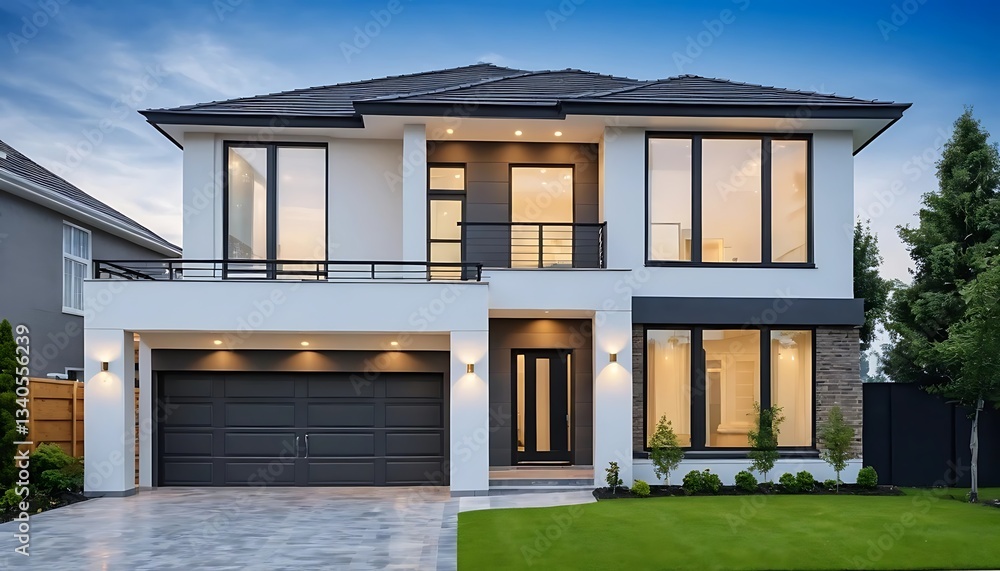 Fototapeta premium Elegant Home Facade Photography with Stunning Modern Aesthetics