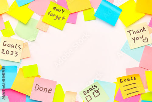 Frame made of sticky notes ...