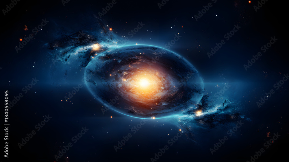 Obraz premium Beautiful galaxy with a shining star at its center capturing the essence of galactic rotation and cosmic beauty in the universe.