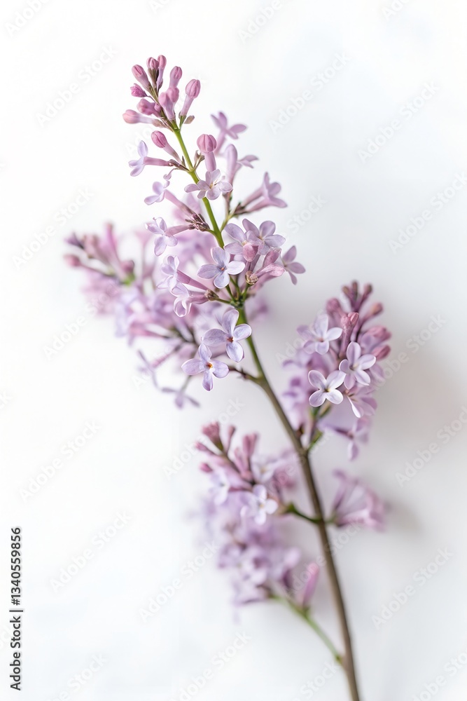 Obraz premium Delicate Lilac Branch Showcasing Soft Pastel Purple Flowers in Springtime Bloom