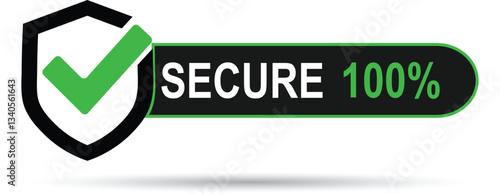 Secure 100% Guarantee Icon with shield Icon for Website Guarantee.