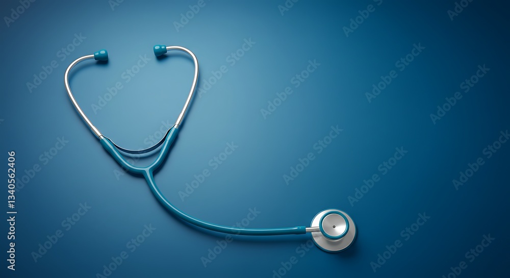 Stethoscope placed on a dark blue background, symbolizing healthcare and diagnosis. Healthcare and Doctor's Day concept. Copy space for banner design. Stethoscope placed on a dark blue background, symbolizing healthcare and diagnosis. Healthcare and Doctor's Day concept. Copy space for banner design.