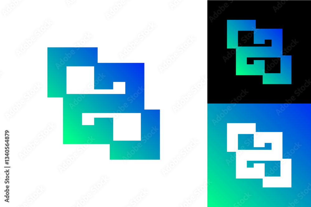 Creative Logo Design Three Overlapping Squares with Gradient Creative Logo Design Three Overlapping Squares with Gradient