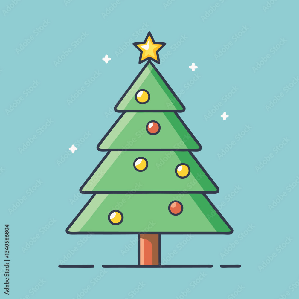 Vector Christmas tree with ornaments and star, A festive vector illustration of a Christmas tree decorated with colorful ornaments and a bright star, symbolizing holiday joy and celebration.
Vector Christmas tree with ornaments and star, A festive vector illustration of a Christmas tree decorated with colorful ornaments and a bright star, symbolizing holiday joy and celebration.