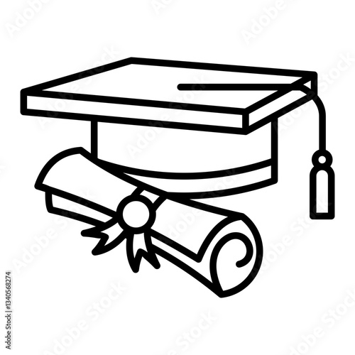 toga hat and certificate icon