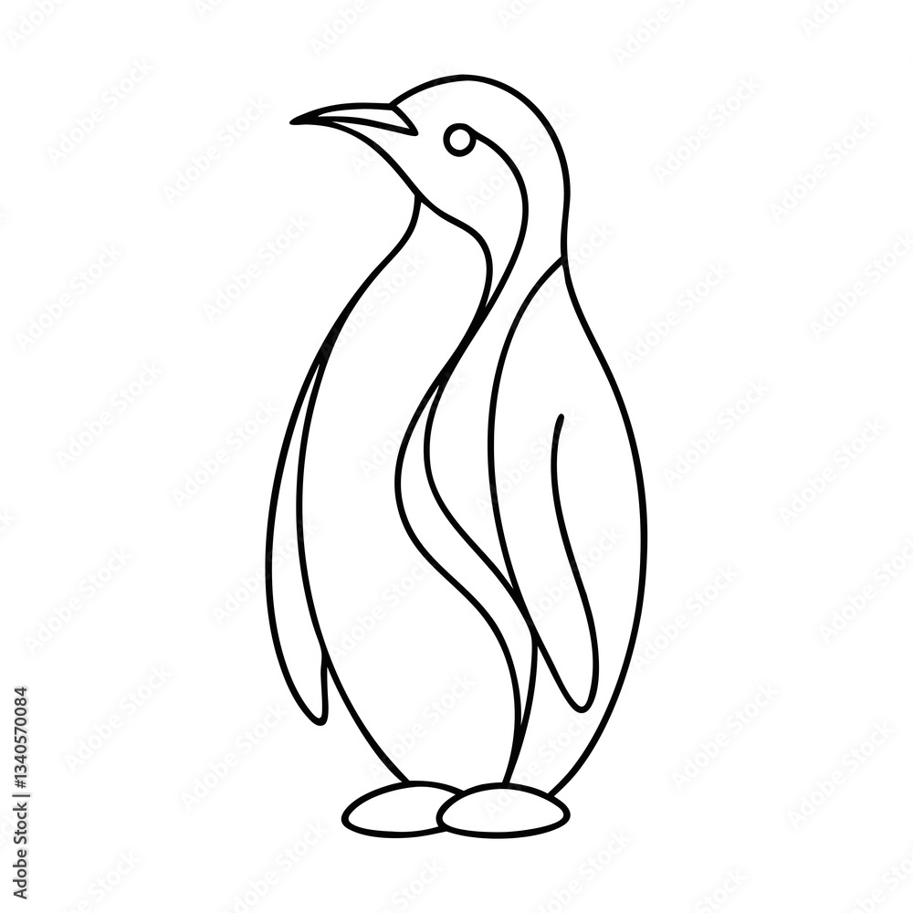 Obraz premium Simple line drawing of a Penguin on a transparent background, minimalist design 