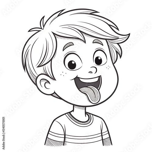 boy showing tongue photo