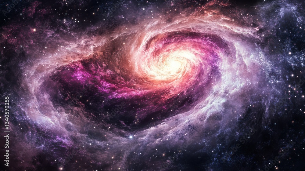 a beautiful galaxy with swirls of pink, purple, and white. The galactic clouds are scattered with numerous white stars, creating a stunning celestial vista. a beautiful galaxy with swirls of pink, purple, and white. The galactic clouds are scattered with numerous white stars, creating a stunning celestial vista.