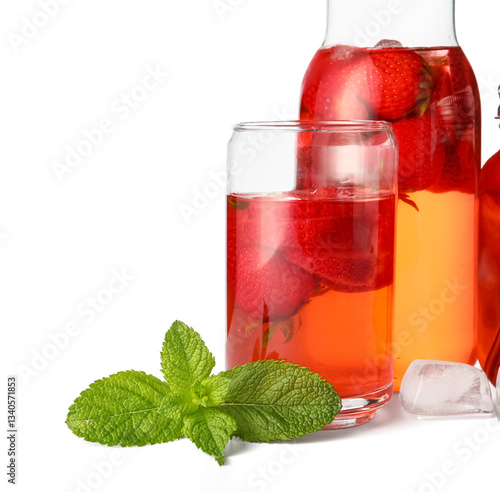 Bottle and glasses of infus...
