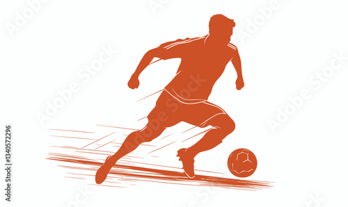 Dynamic Vector Illustration of Soccer Player Running with Ball in Action Pose