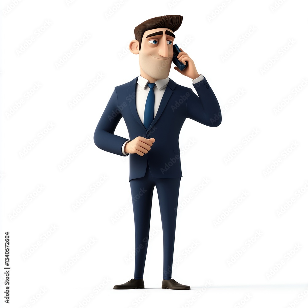 Cartoon businessman talking on phone Cartoon businessman talking on phone