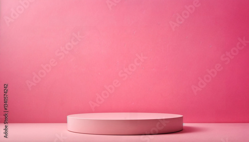 cylindrical stand podium for displaying cosmetics and product on abstract background in pink pastel colors