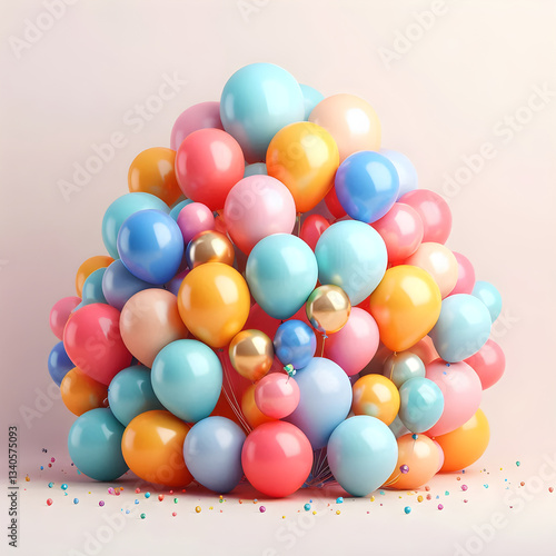 Wallpaper Mural Colorful balloons forming a giant bunch on pastel background Torontodigital.ca