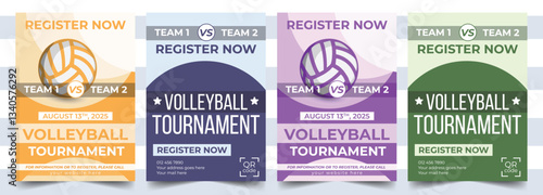 Volleyball championship flyer layout, double sided poster design for Volleyball tournament, vector illustration Volleyball tournament flyer layout. championship posters.