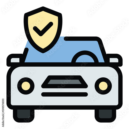 Car insurance icon in flat line style representing vehicle protection financial coverage and accident security ideal for auto policies safety and risk management concepts.
