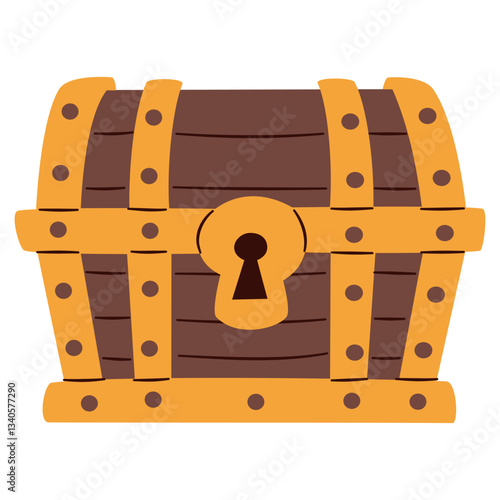 Children's illustration in simple vector style. Cute pirate chest on white background . Vector illustration