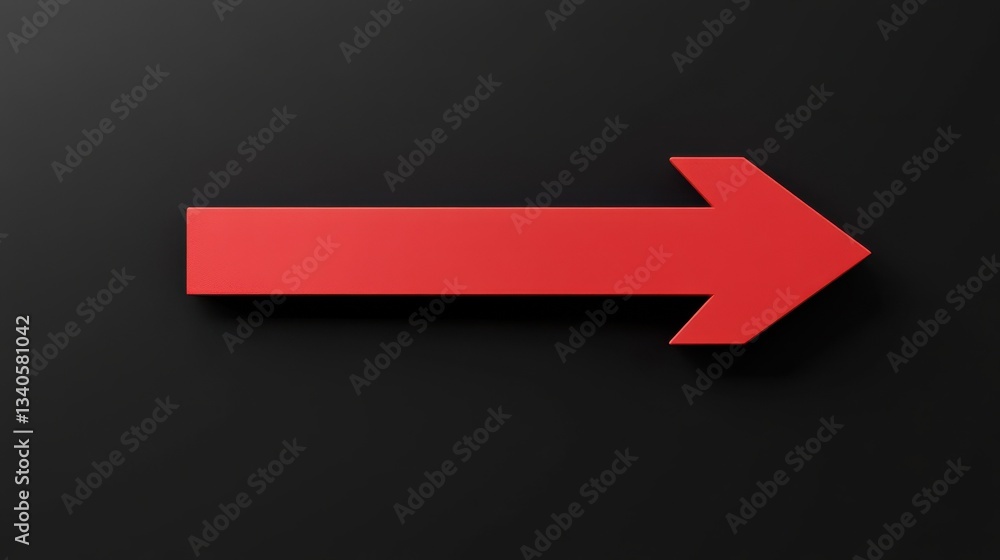 Minimalist single red arrow pointing right in a flat design Minimalist single red arrow pointing right in a flat design