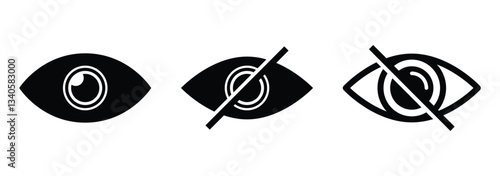 Hide and show password icon. Eye symbol for visibility and invisibility settings. Vector EPS 10.