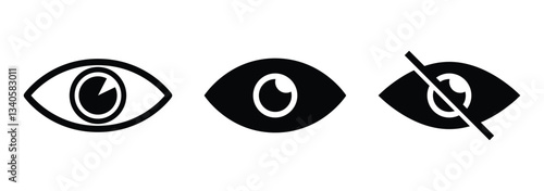 Hide and show password icon. Eye symbol for visibility and invisibility settings. Vector EPS 10.