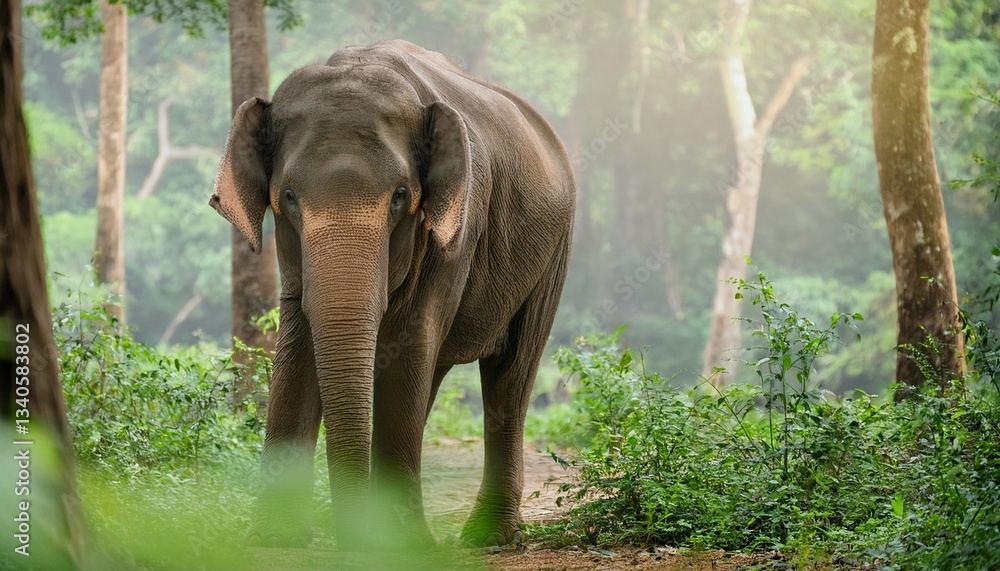 Fototapeta premium beauty elephant pose on forest