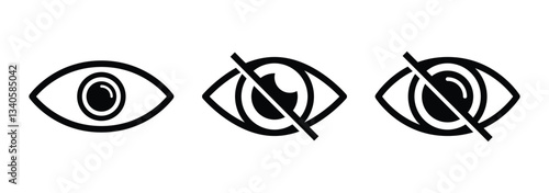 See and unsee eye icon. A vector symbol representing visibility and invisibility. Hide and unhide password icon in EPS 10 format.