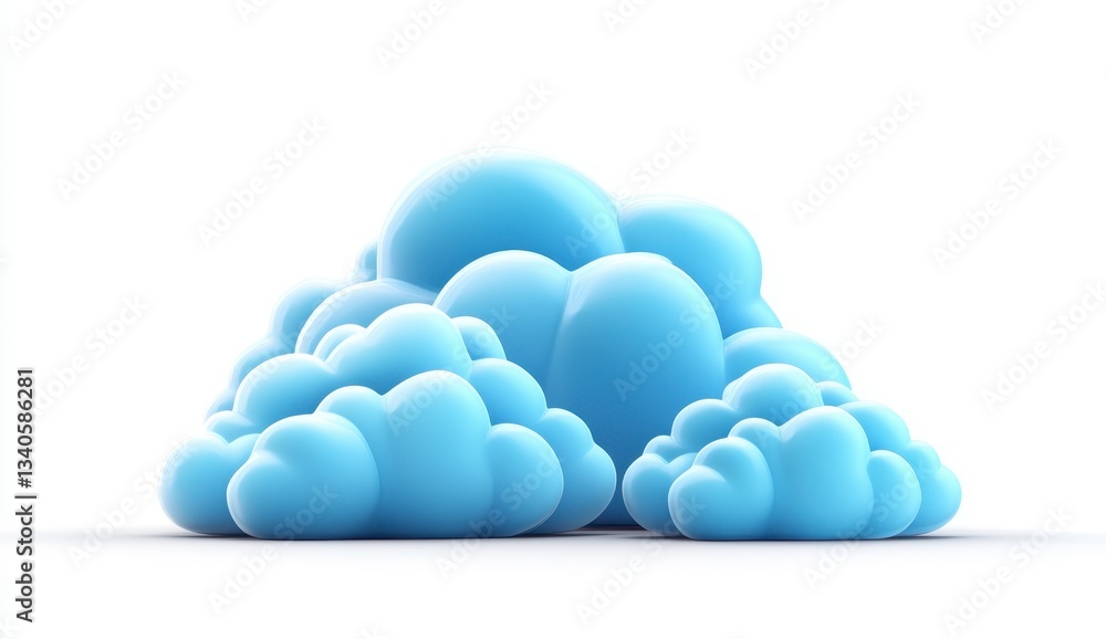 Two Soft Blue Clouds in 3D Render Floating on a White Background Weather Icon Graphic Minimalist Style Digital Art Two Soft Blue Clouds in 3D Render Floating on a White Background Weather Icon Graphic Minimalist Style Digital Art