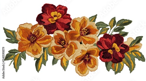 Detailed embroidered flower bouquet design