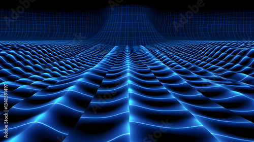 Wallpaper Mural Dynamic blue wave pattern flowing through space creating a beautiful visual representation of gravitational waves rippling across the cosmos. Torontodigital.ca