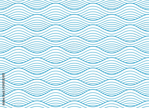 Seamless pattern with blue waves