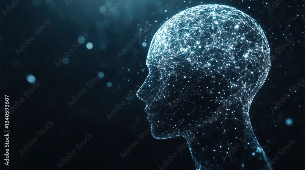 Obraz premium Abstract Digital Mind: Networked Consciousness