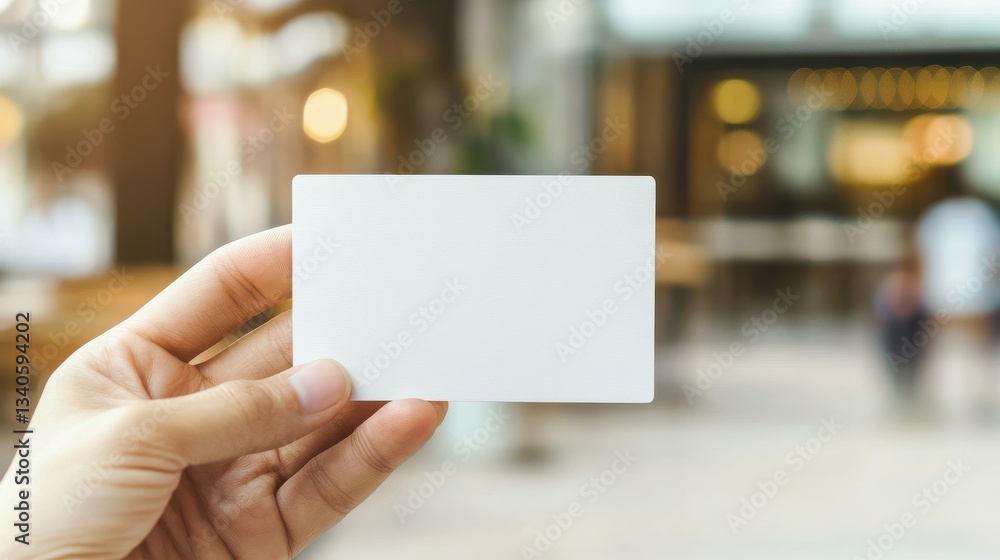 Close-up of hand holding a blank white card with a blurred background. Perfect for ID, business card, or membership card mockups. Close-up of hand holding a blank white card with a blurred background. Perfect for ID, business card, or membership card mockups.
