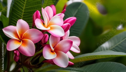 Wallpaper Mural bouquet of bright pink and white frangipani flowers Torontodigital.ca