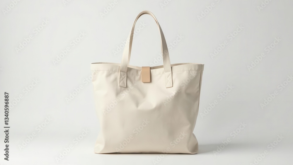 A Simple, Elegant Off-White Canvas Tote Bag with Subtle Leather Detail, Ideal for Everyday Use or as a Blank Canvas for Customization A Simple, Elegant Off-White Canvas Tote Bag with Subtle Leather Detail, Ideal for Everyday Use or as a Blank Canvas for Customization