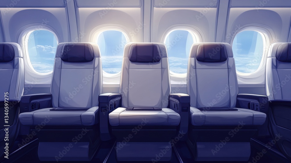 Obraz premium Premium seats for luxurious vacations or corporate air travel, featuring a spacious banner for copy space. illustration