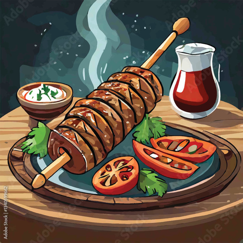kebab vector delicious turkish grilled