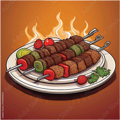 kebab vector delicious turkish grilled