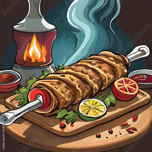 kebab vector delicious turkish grilled
