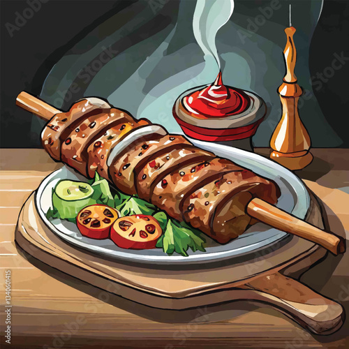 kebab vector delicious turkish grilled