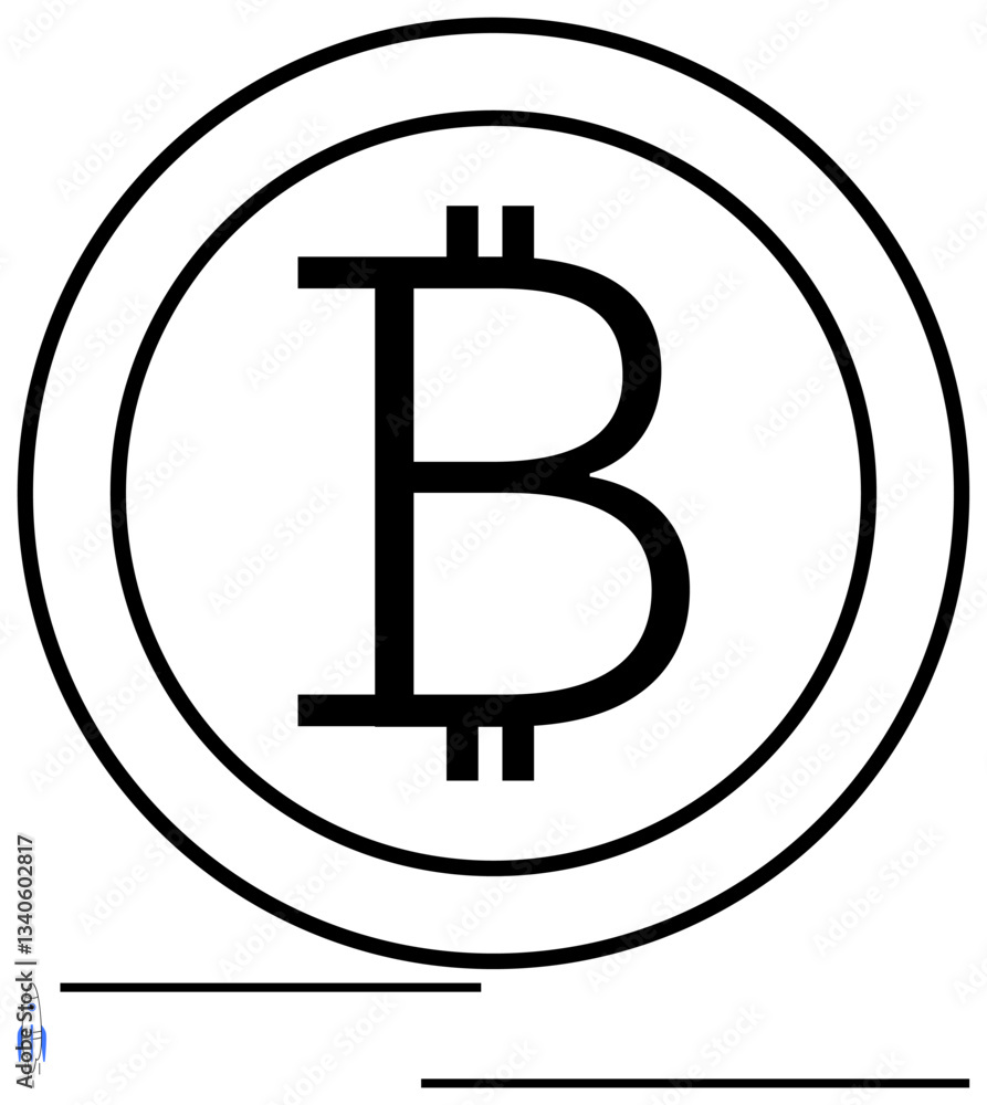 Bitcoin currency emblem inside a circular border with sleek, minimal design. Ideal for finance, investment, blockchain, cryptocurrency, technology, fintech digital economy themes. Flat simple Bitcoin currency emblem inside a circular border with sleek, minimal design. Ideal for finance, investment, blockchain, cryptocurrency, technology, fintech digital economy themes. Flat simple