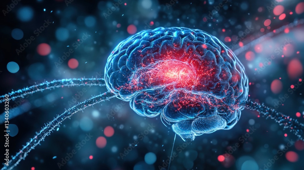 Fototapeta premium Illuminated Brain: Neural Network Activity and Neurological Processes