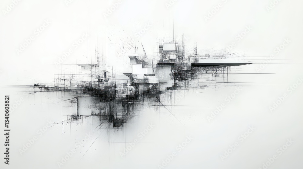 Fototapeta premium Abstract architectural rendering of futuristic urban complex