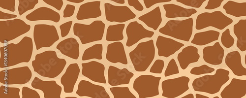 Simple flat illustration of giraffe skin pattern panorama background. Generative ai