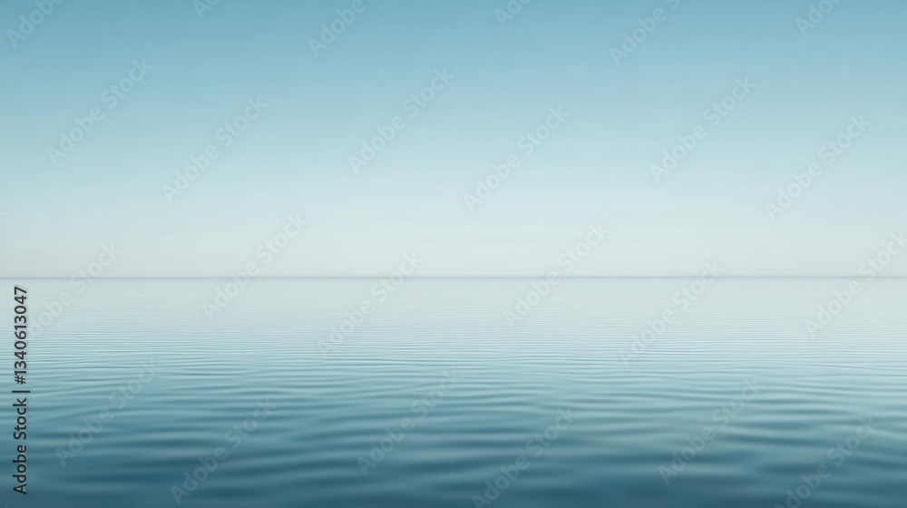 Serene Minimalist Seascape: A Tranquil Ocean Under a Pale Blue Sky Serene Minimalist Seascape: A Tranquil Ocean Under a Pale Blue Sky