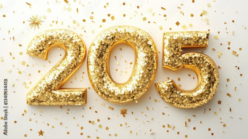 new year 2025 golden text golden symbol on white background illustration new year 2025 golden text golden symbol on white background illustration