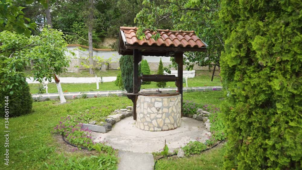 Approaching shot of a in Prepodobna Stoina, a sacred place of the Bulgarian hermit the Venerable Stoyna in Bulgaria. Approaching shot of a in Prepodobna Stoina, a sacred place of the Bulgarian hermit the Venerable Stoyna in Bulgaria.
