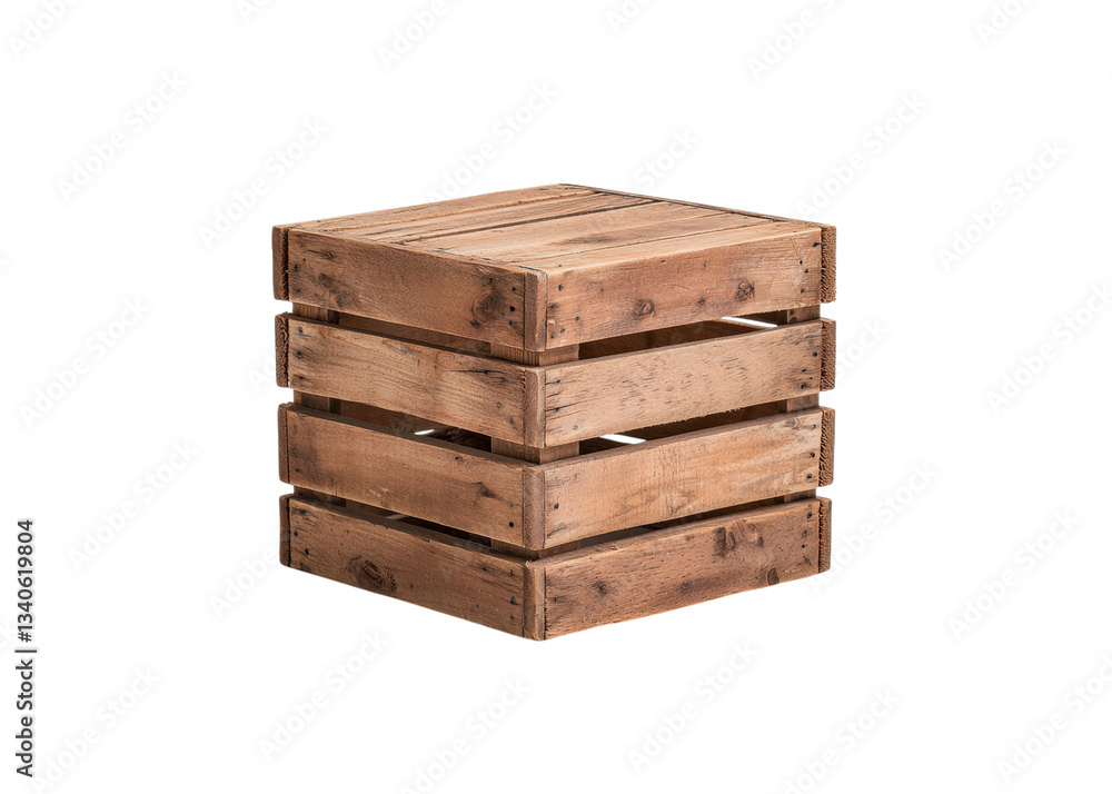 Wooden crate isolated on transparent background. Rustic container for storage and transport. Wooden crate isolated on transparent background. Rustic container for storage and transport.